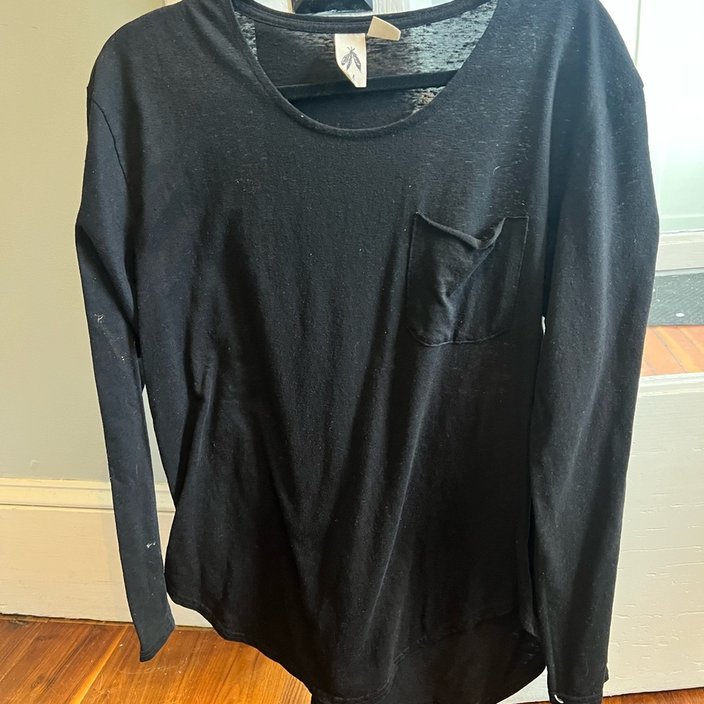 Black Long Sleeve Top with Pocket
